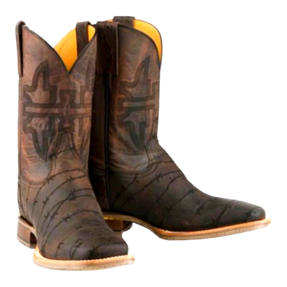 TIN HAUL mens "Dont Fence Me In Two" cowboy square toe leather boots sz 8D NIB